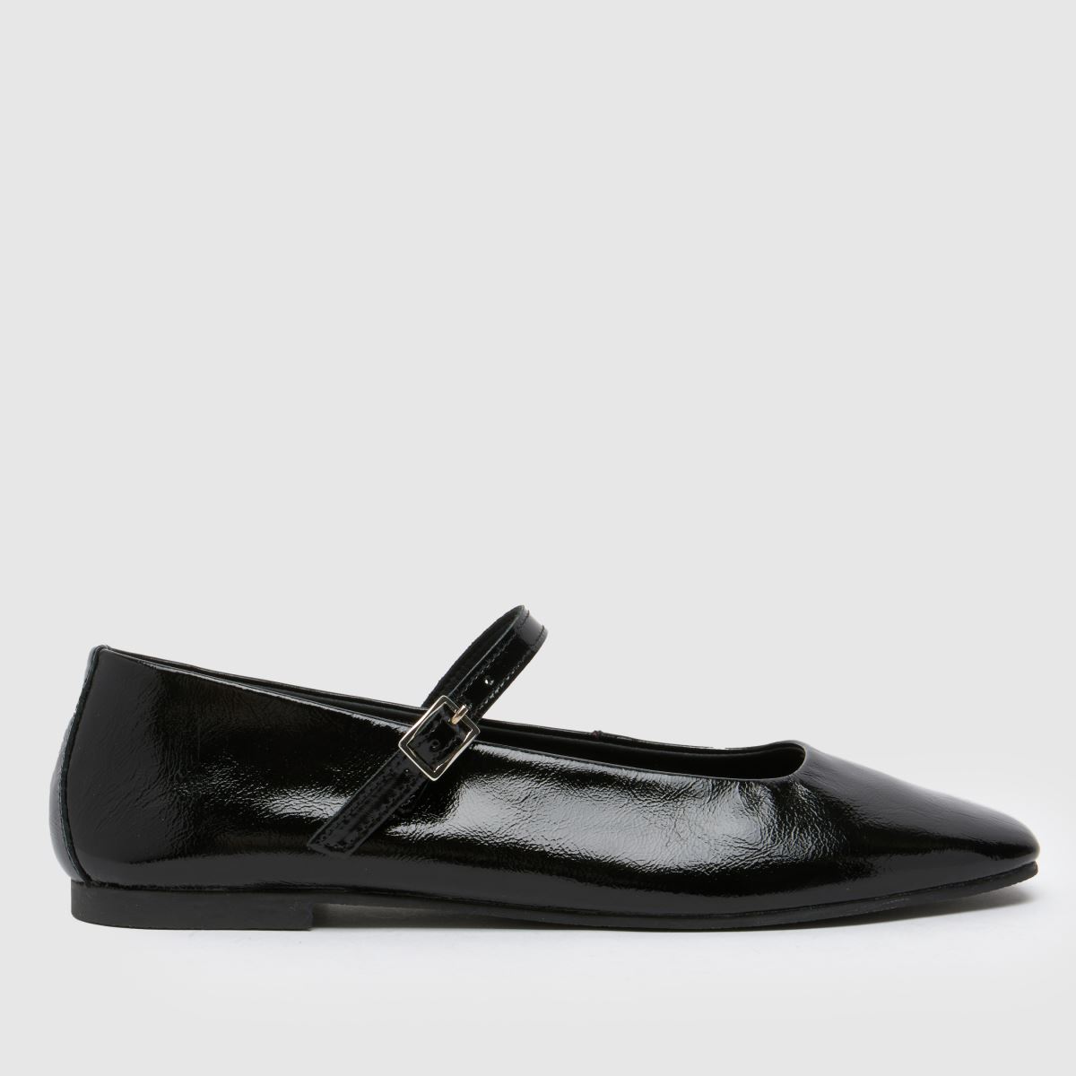 Schuh – Layna – Svarta ballerinaskor i läder med platta platta skor