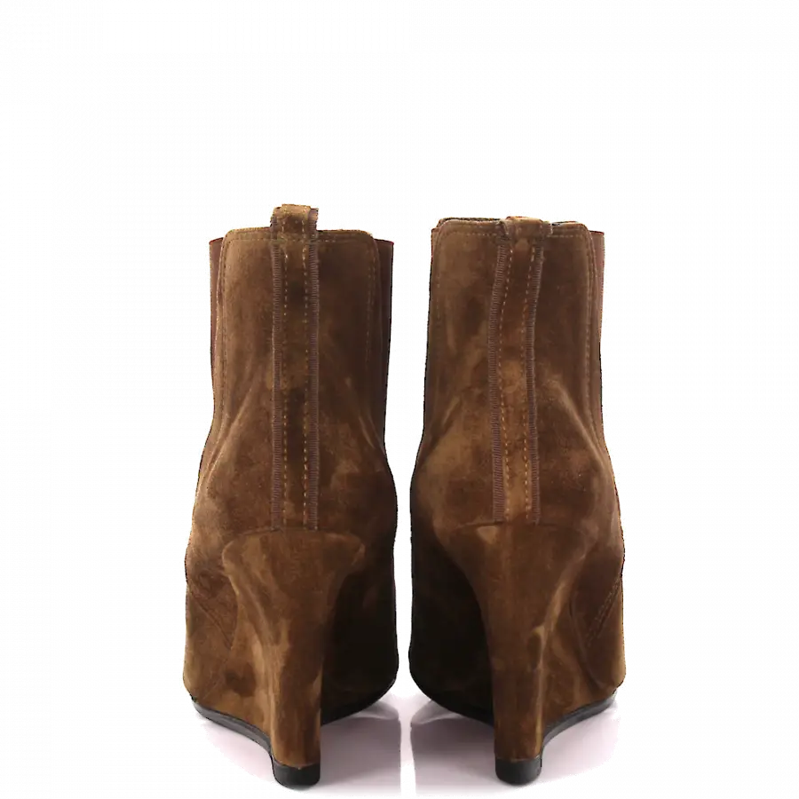Lanvin - Keilstiefeletten Veloursleder - beige