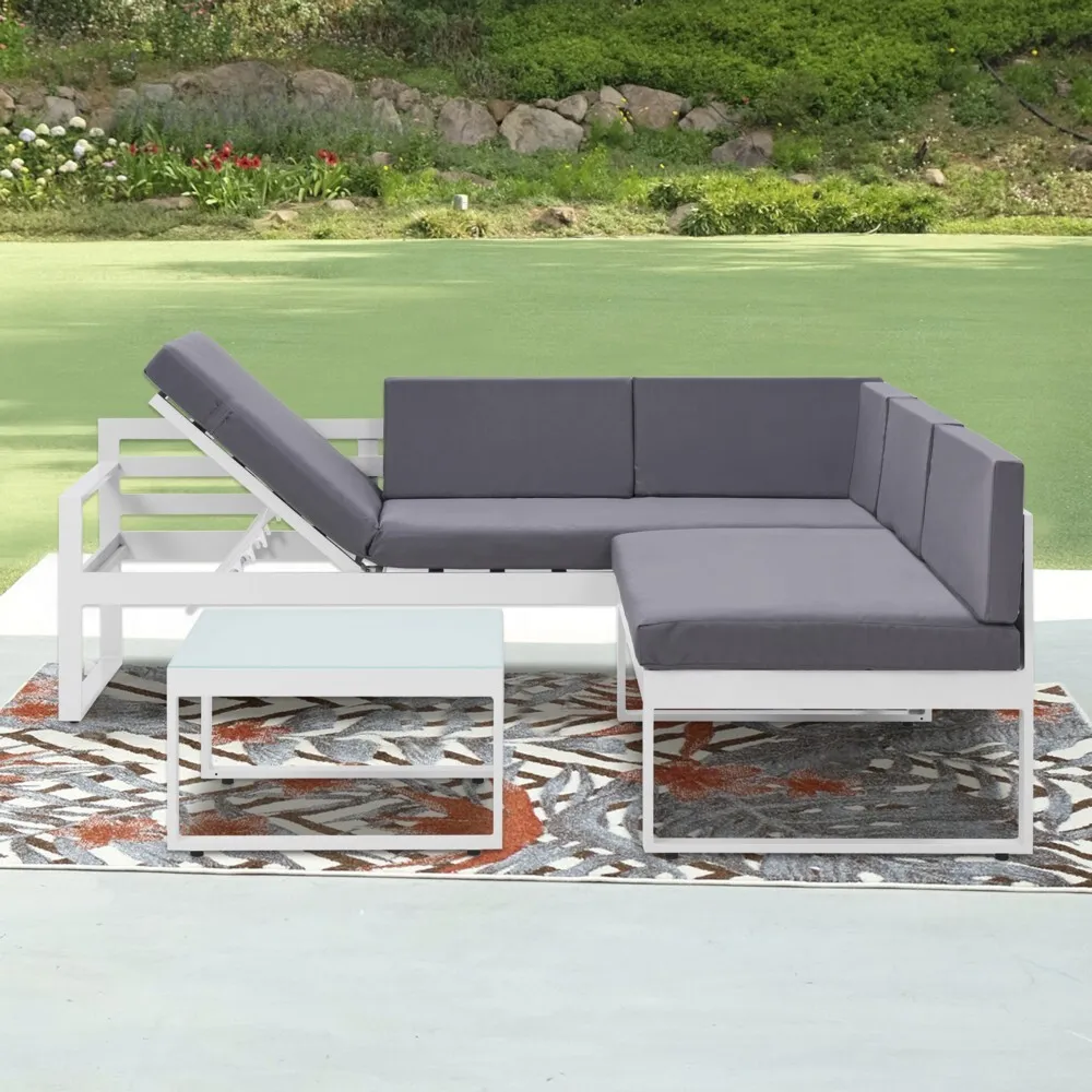 Happy Home Happy Home Ecklounge Set Loungeset grau & weiß