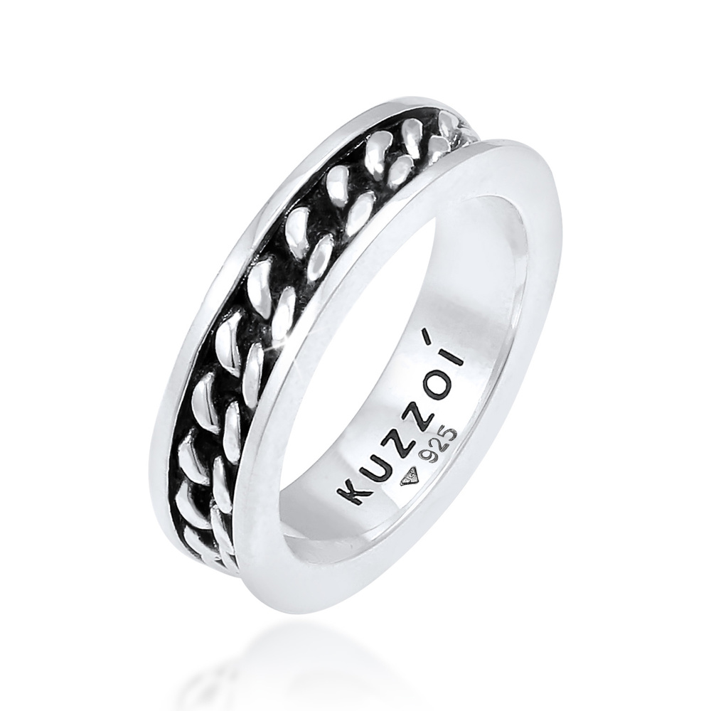 KUZZOI KUZZOI Bague Bandring pour hommes Panzer Design Trend en argent sterling 925 Bague