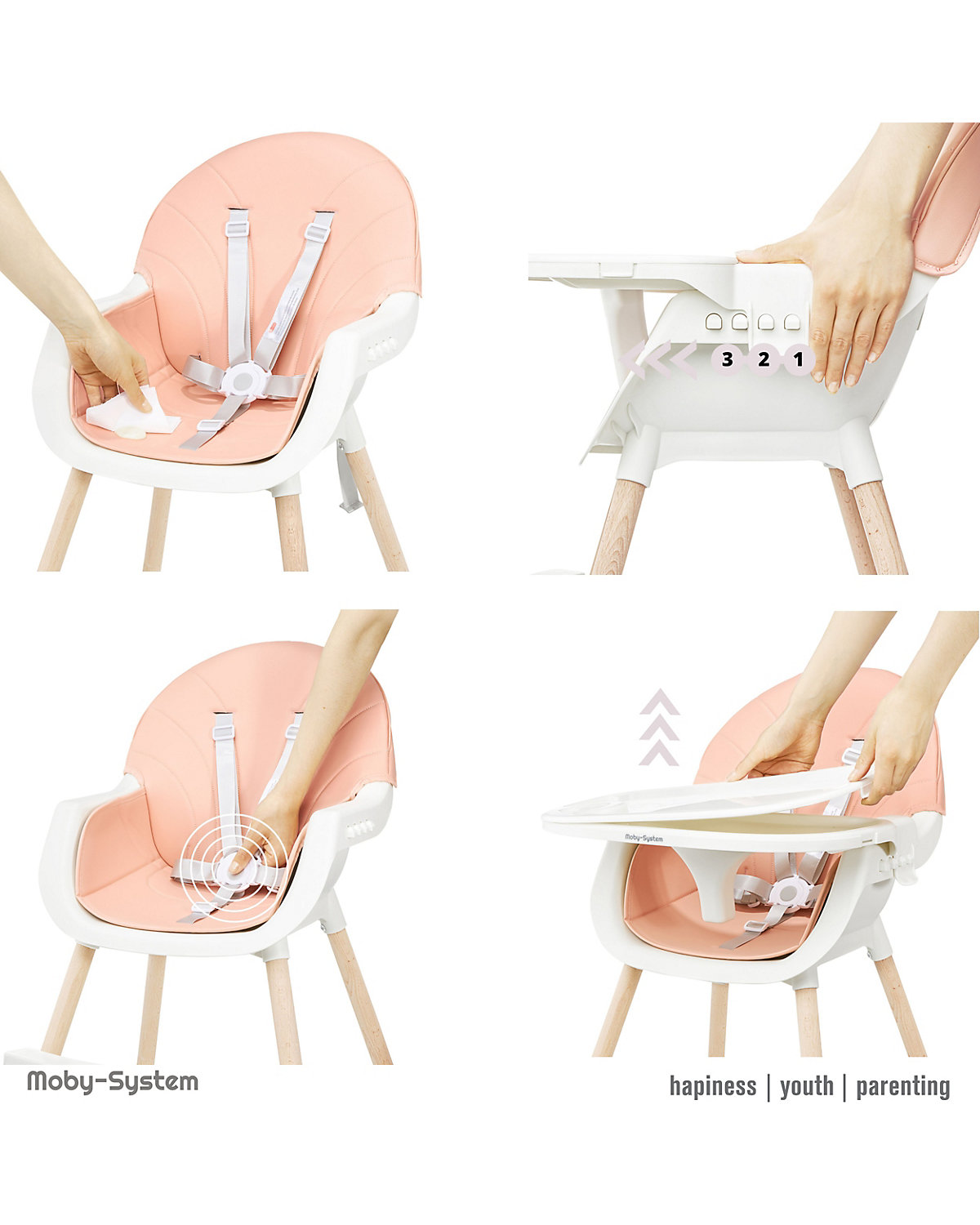 Kinder Hochstuhl Amelia, 3in1-Stuhl für Kinder