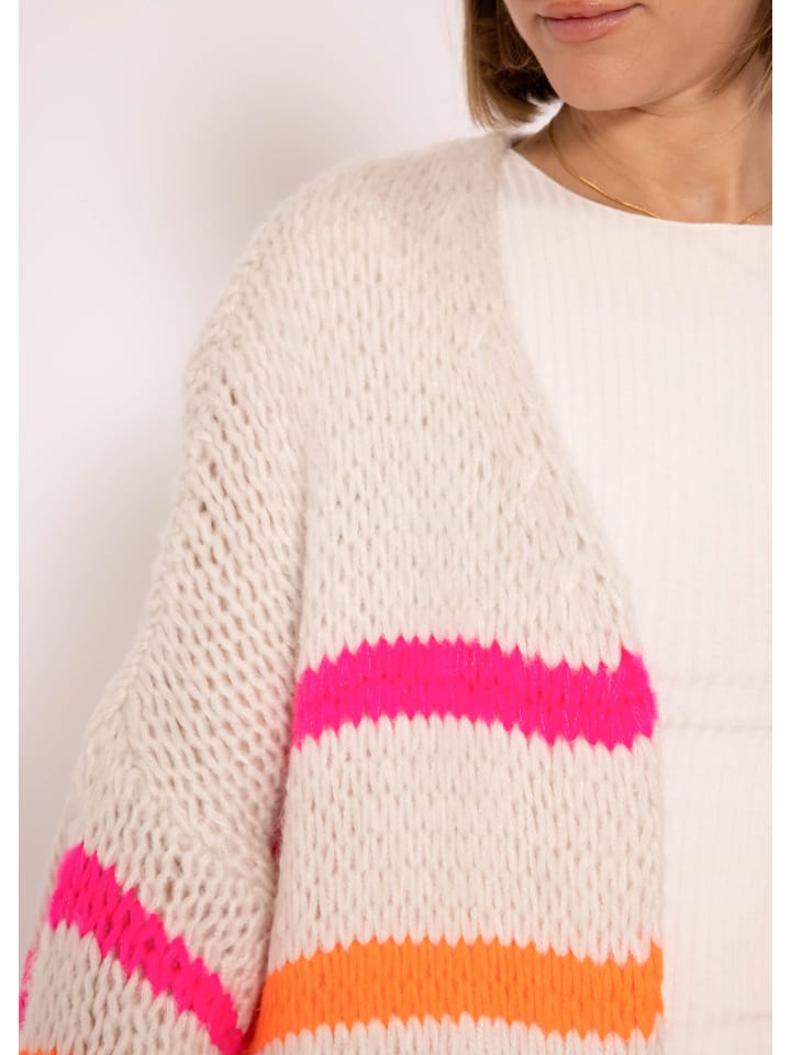 SASSYCLASSY Oversize Strick-Cardigan in Offwhite, Pink günstig kaufen