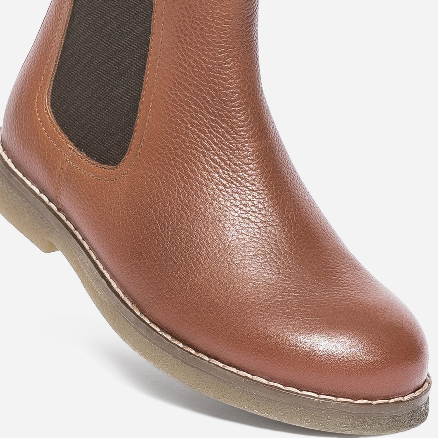 Chelsea boots camel en cuir grainé