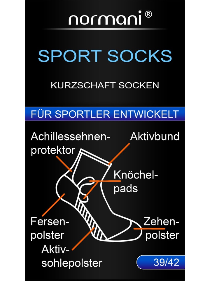 normani 2 Paar Kurzschaft-Sportsocken in Weiß/Orange günstig kaufen