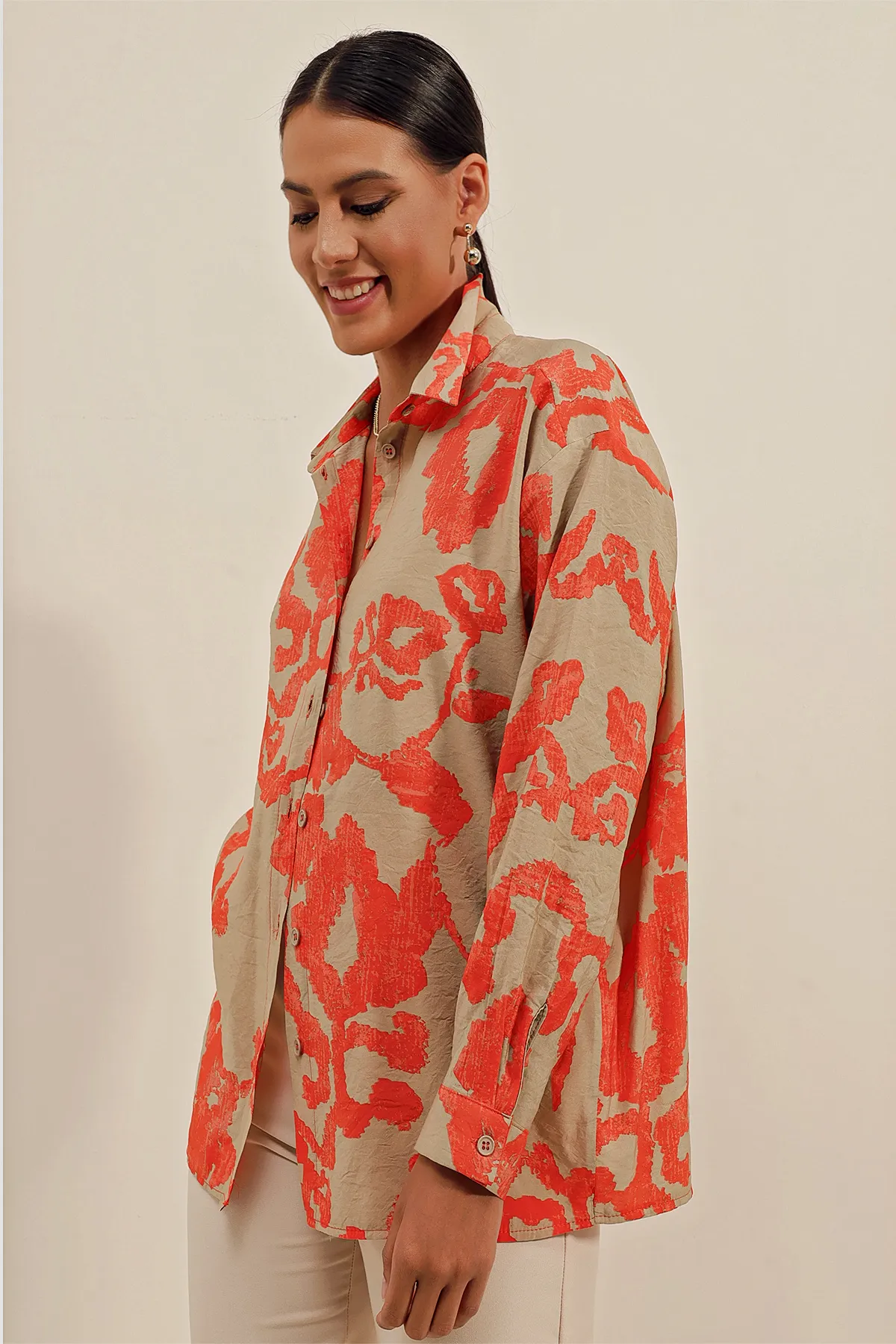 Bigdart  3900 Oversize Long Basic Shirt – V. Orange