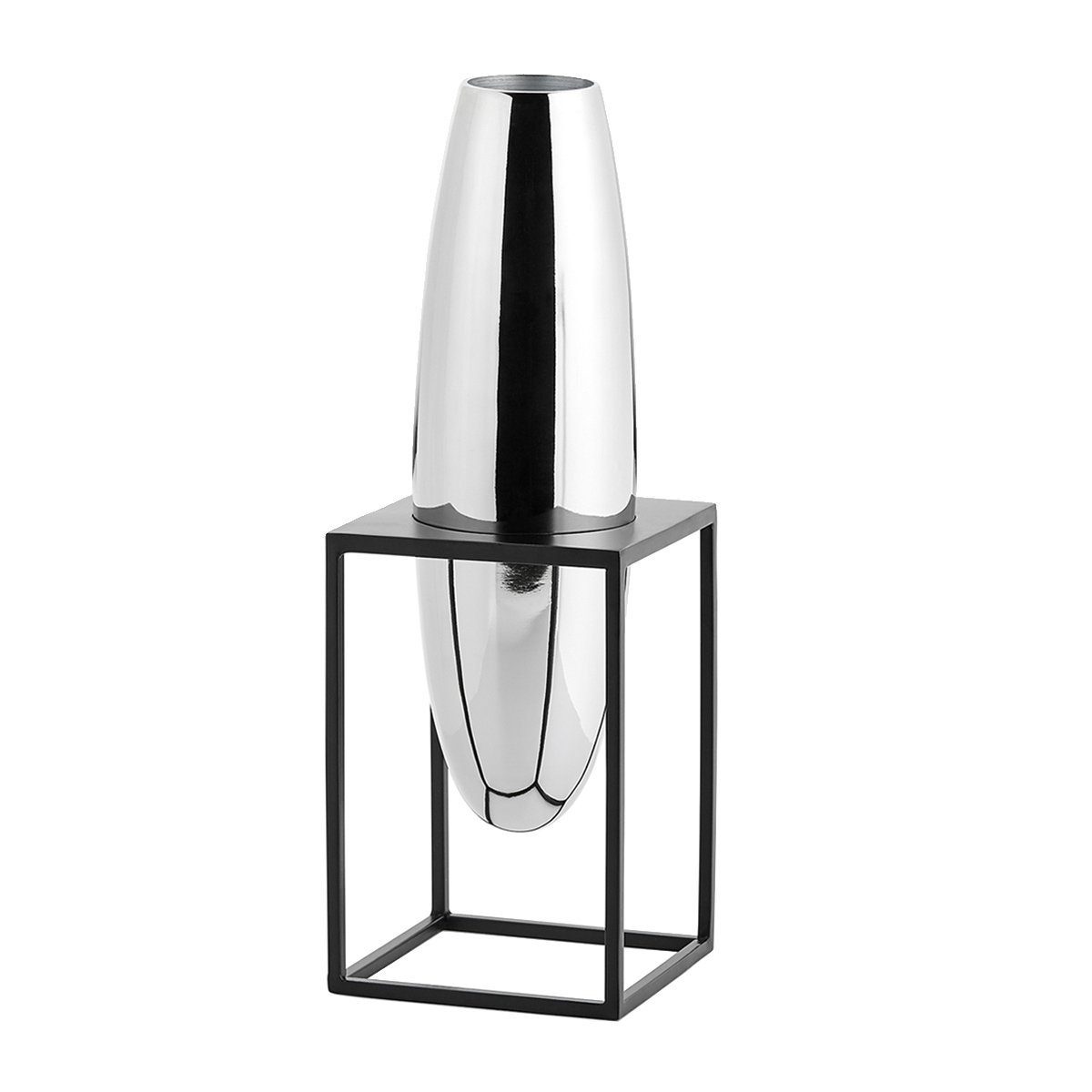 PHILIPPI Tischvase Solero S; Moderne Dekovase aus hochglanzpoliertem Nickel im Ständer aus Stahl