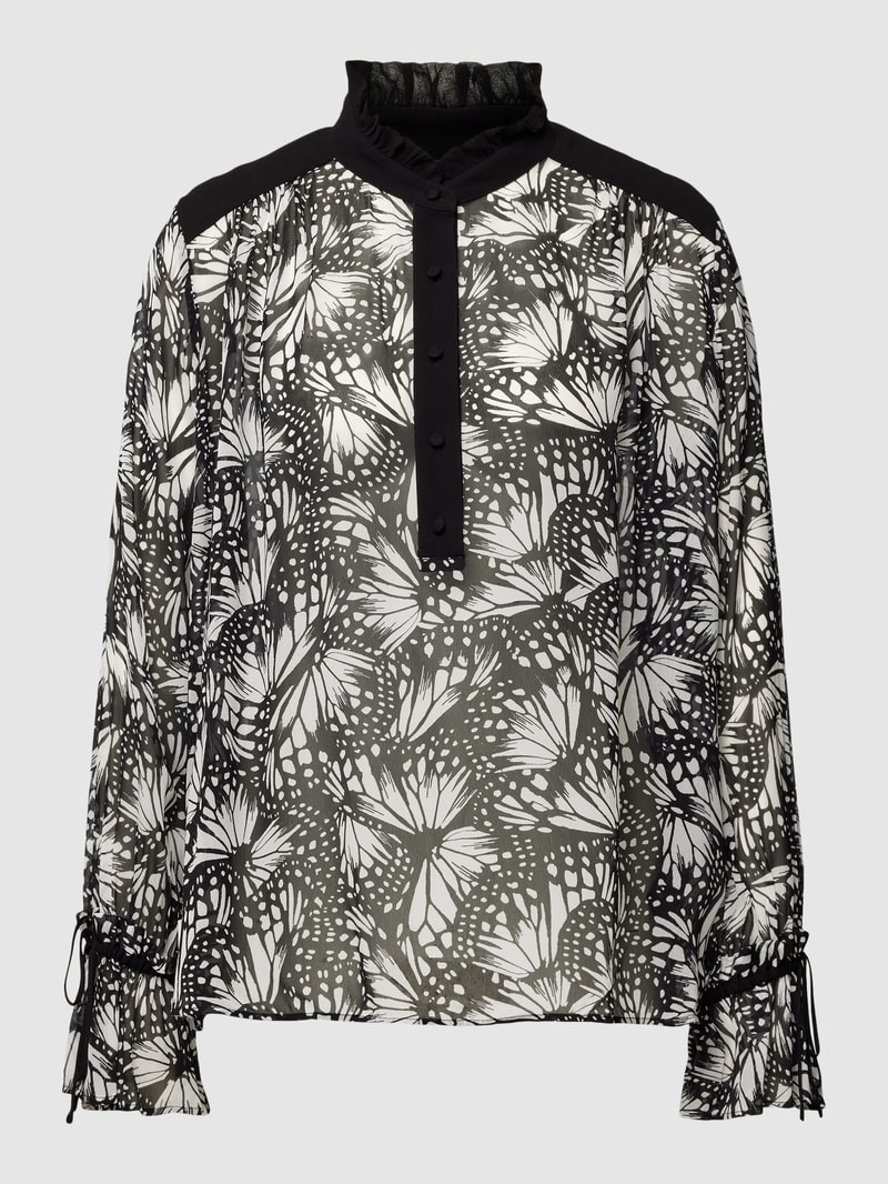 Bluse aus Viskose mit Allover-Muster in schwarz