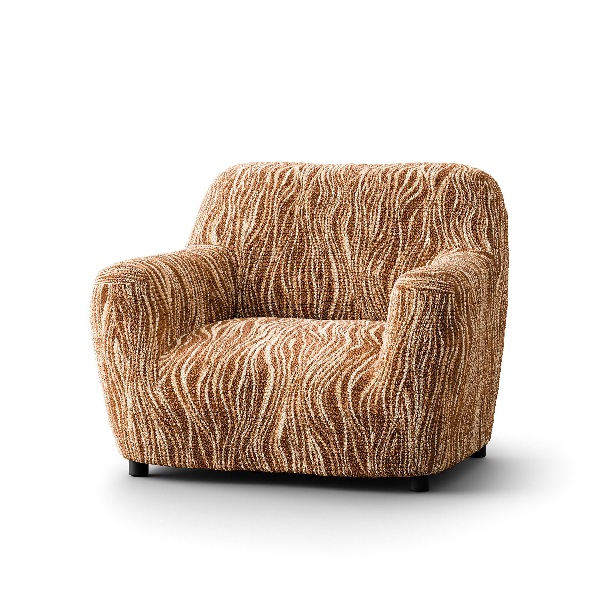 Housse bi-extensible microfibre imprimé vagues pour fauteuil et canapé