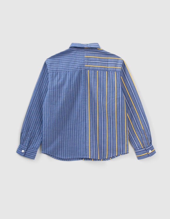 Chemise bleue avec mix rayures garçon