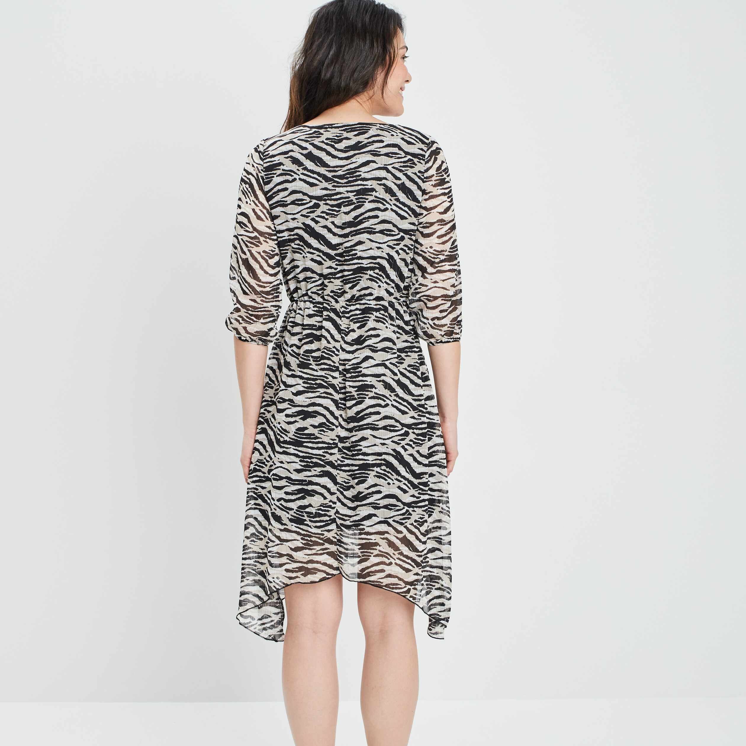 Robe midi droite noir femme | La Halle