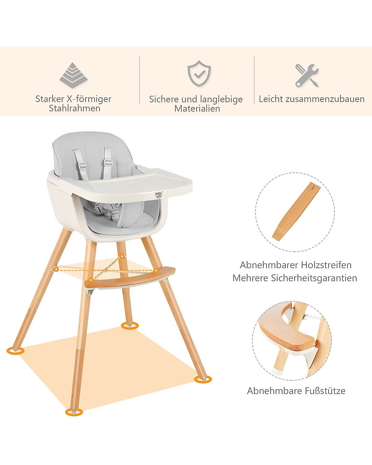 Hochstuhl Kombihochstuhl mit Esstischchen einstellbar