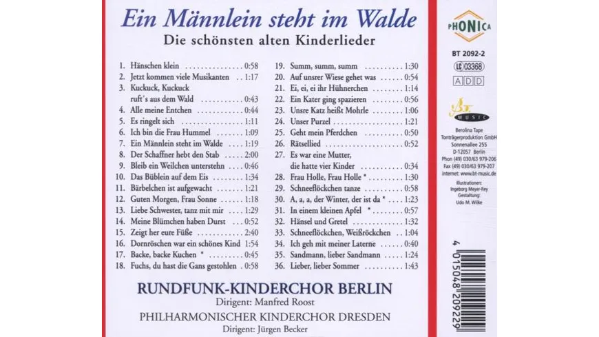Ein Männlein Steht Im Walde D SCHÖNSTEN ALTEN KINDERLIEDER
