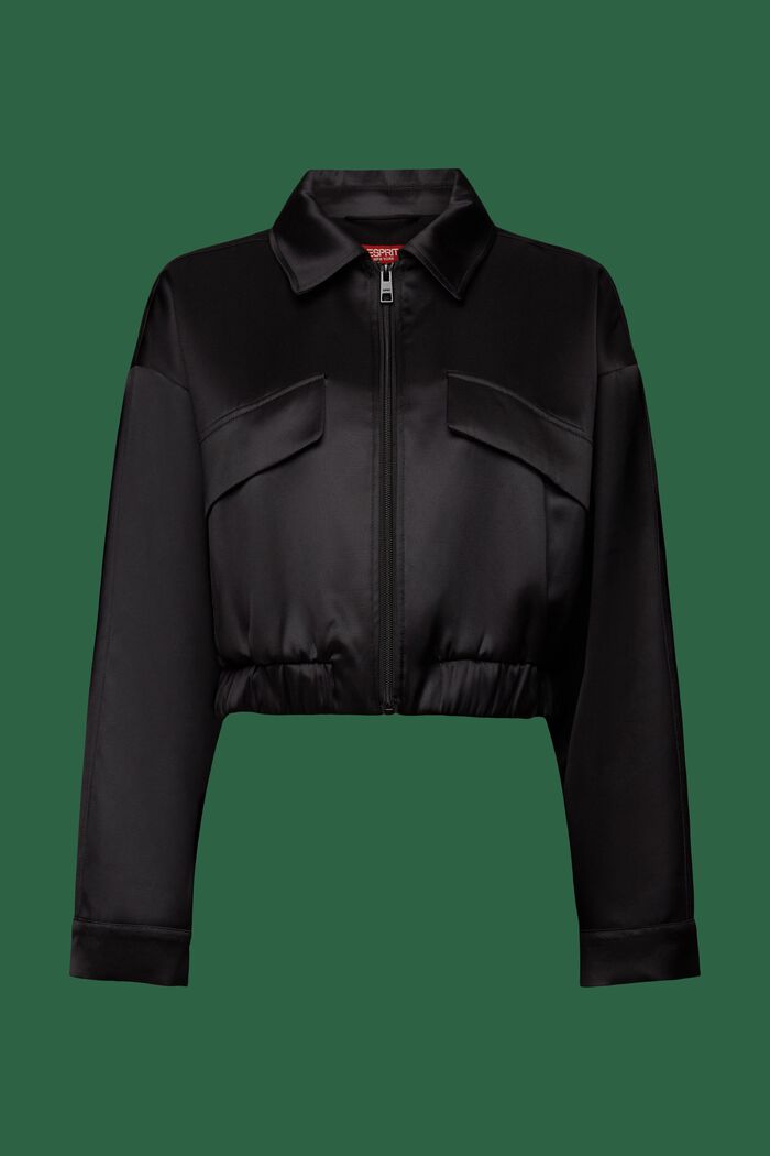 Satin-Bomberjacke in Cropped-Länge