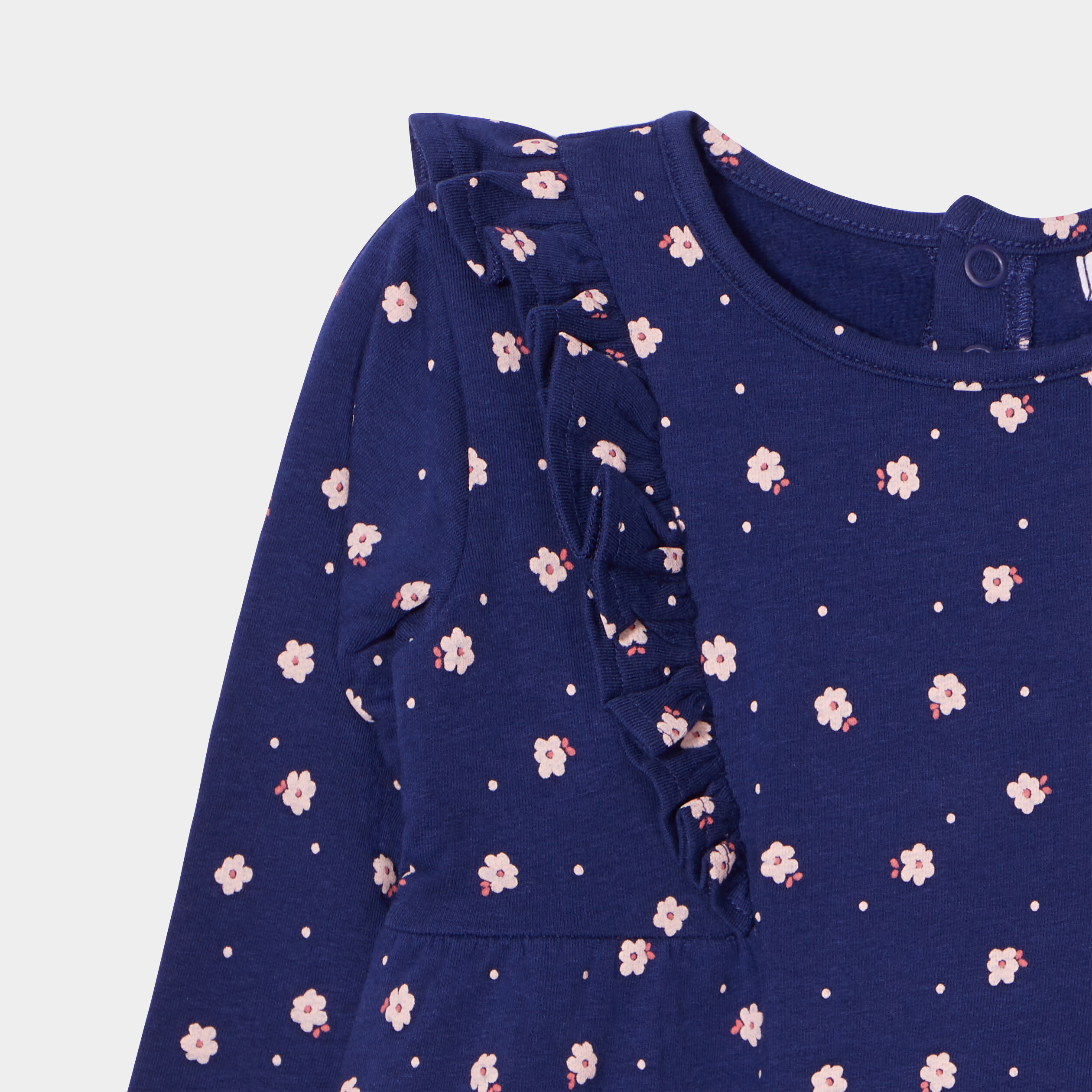 Ensemble robe et legging coton bleu marine bébé fille | La Halle