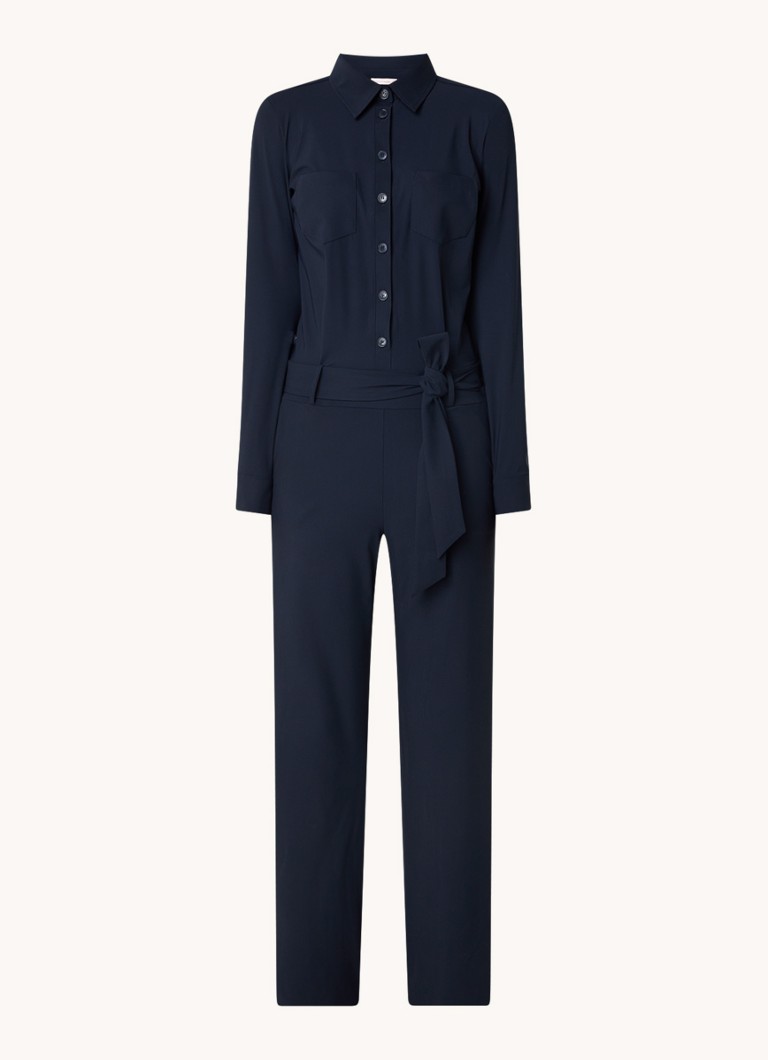 Studio Anneloes Angel straight fit jumpsuit made of travel fabric with a tie belt