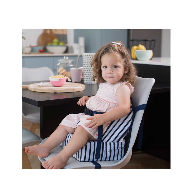Rehausseur de chaise Easy Up rayé bleu Babytolove