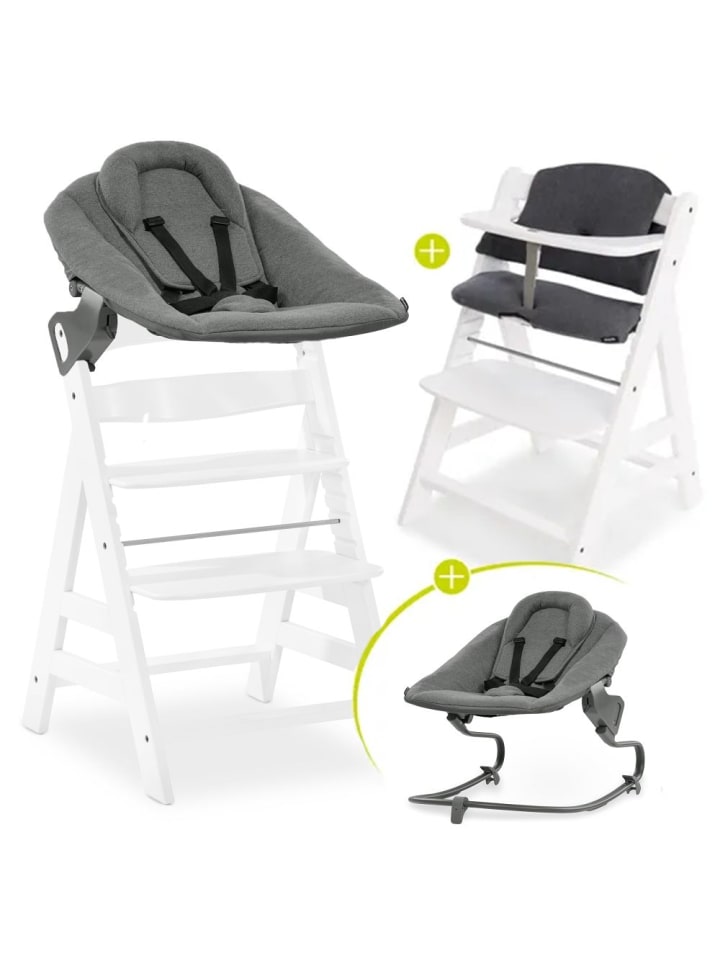 Hauck Alpha Plus White 4-tlg. Newborn Set - Hochstuhl   2in1 in weiss,grau günstig kaufen onesize
