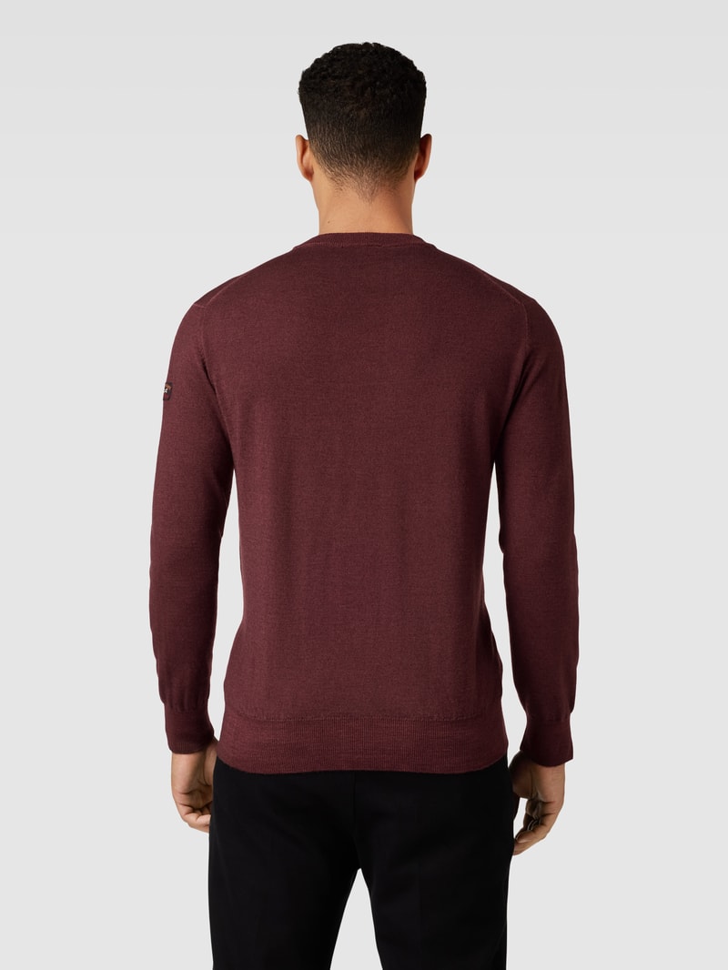 Sweatshirt aus Lanawolle mit Label-Patch in bordeaux rot