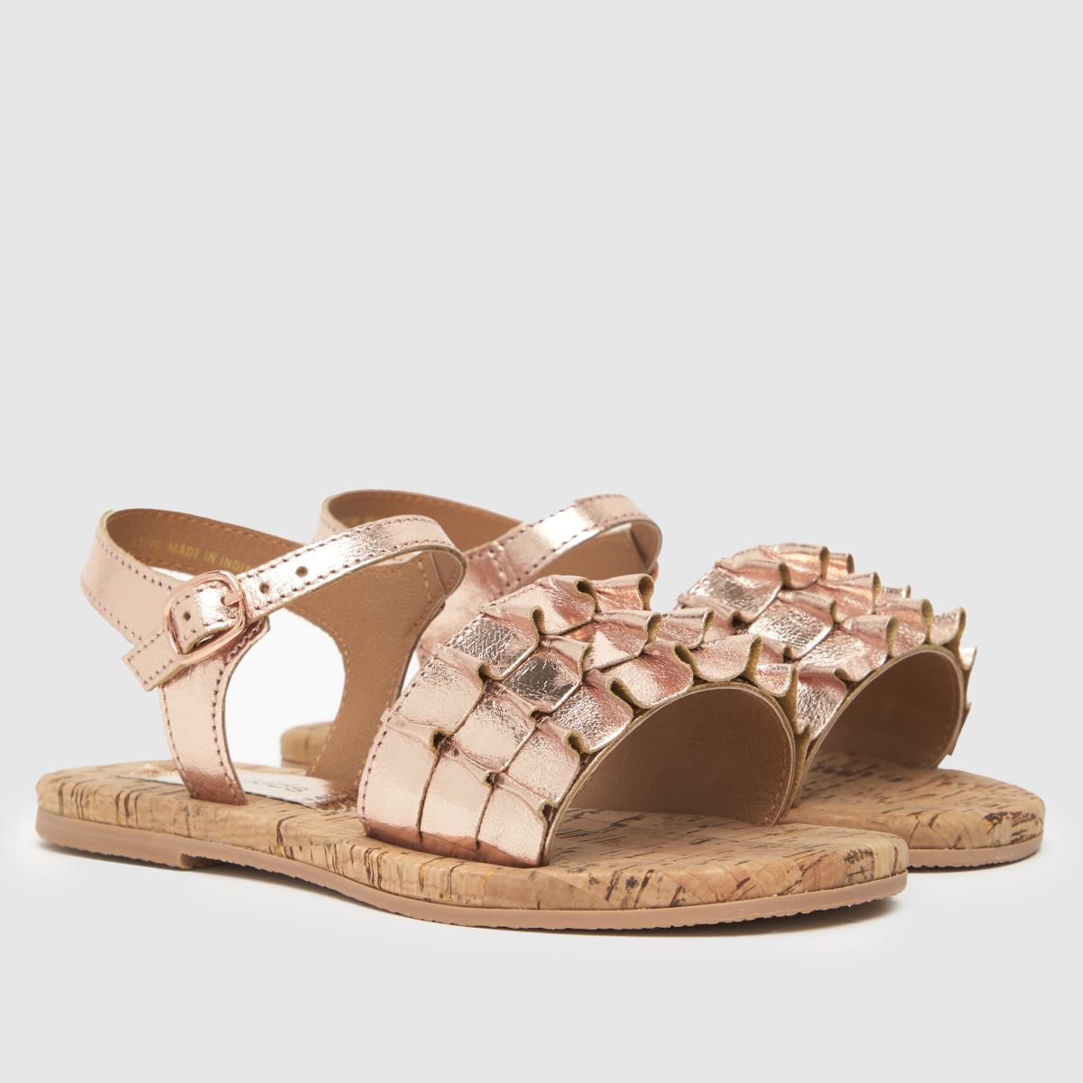 Schuh bronsfärgade toffee-räsiga sandaler för flickor