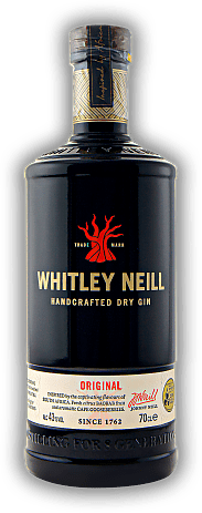 Whitley Neill Handcrafted Dry Gin Original 43% Whitley Neill Handcrafted Dry Gin Original 43% Ein außergewöhnlicher Handcrafted Dry Gin der in England hergestellt wird und von Afrika inspiriert ist. 0,7	 Liter - Vol 43%