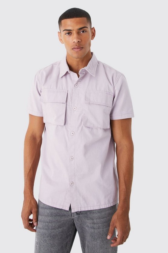 Kurzärmliges Twill Utility-Overshirt