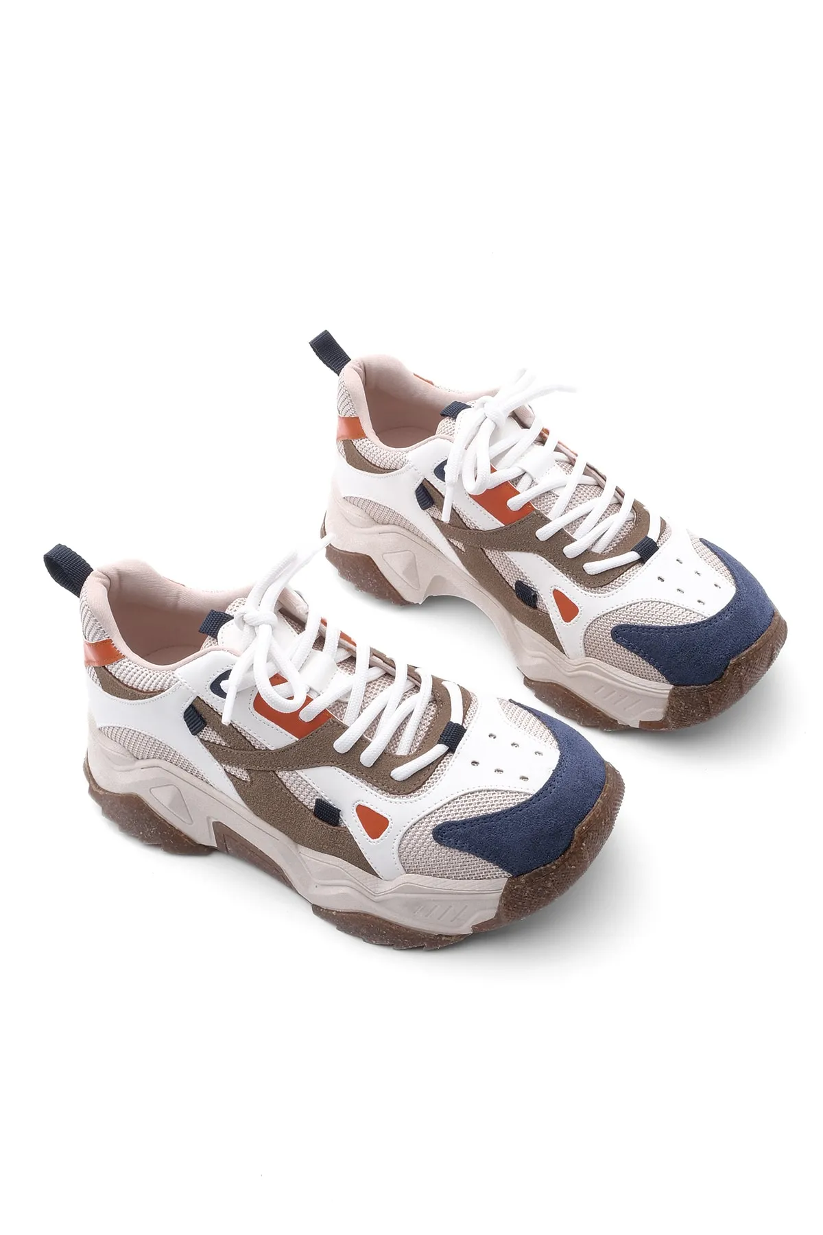 Marjin  Damen Sneaker mit hoher Sohle, Schnürschuh, Sportschuh Edisa Powder