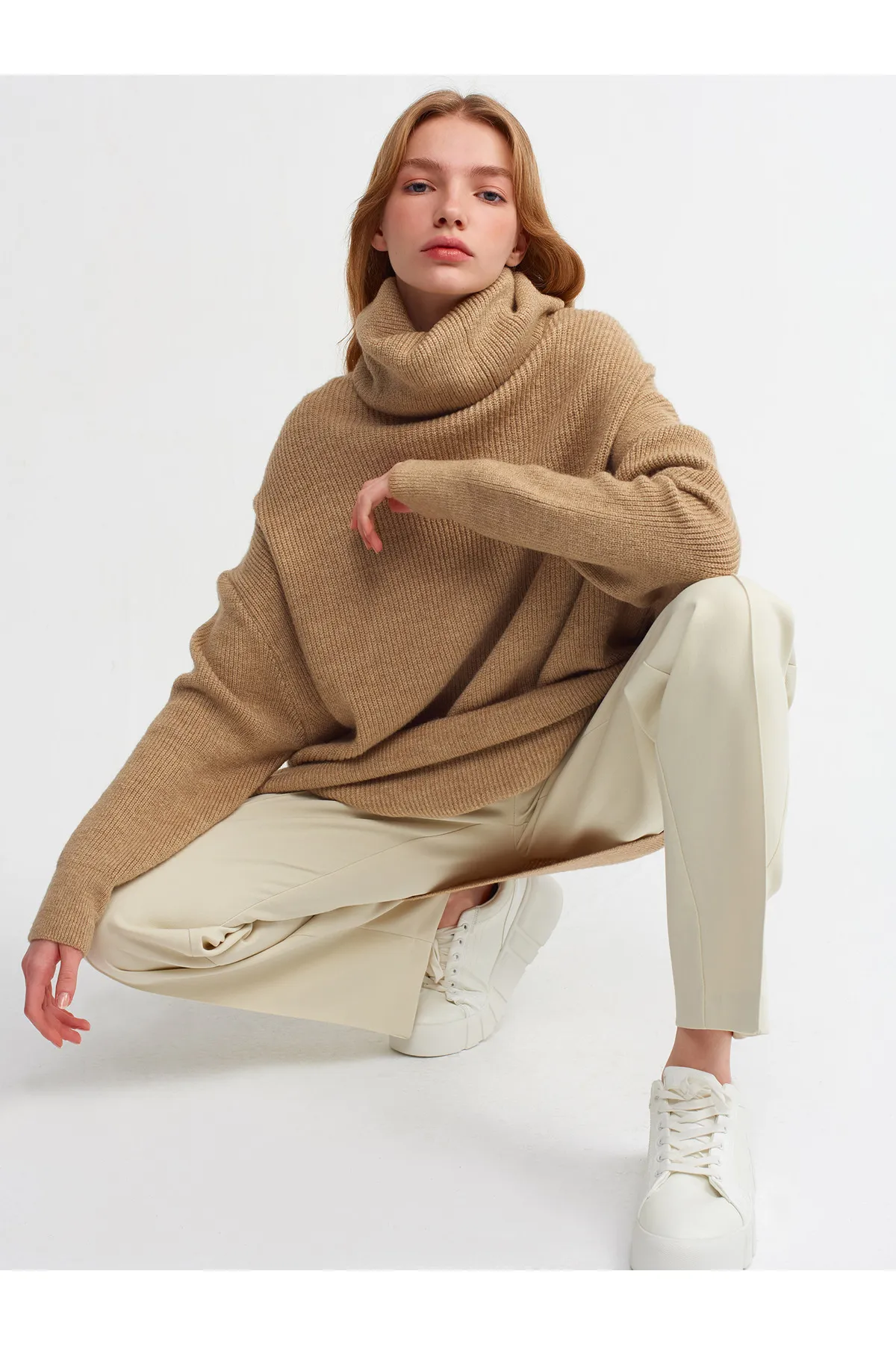 Dilvin  2268 Rollkragen-Pullover – Kamel
