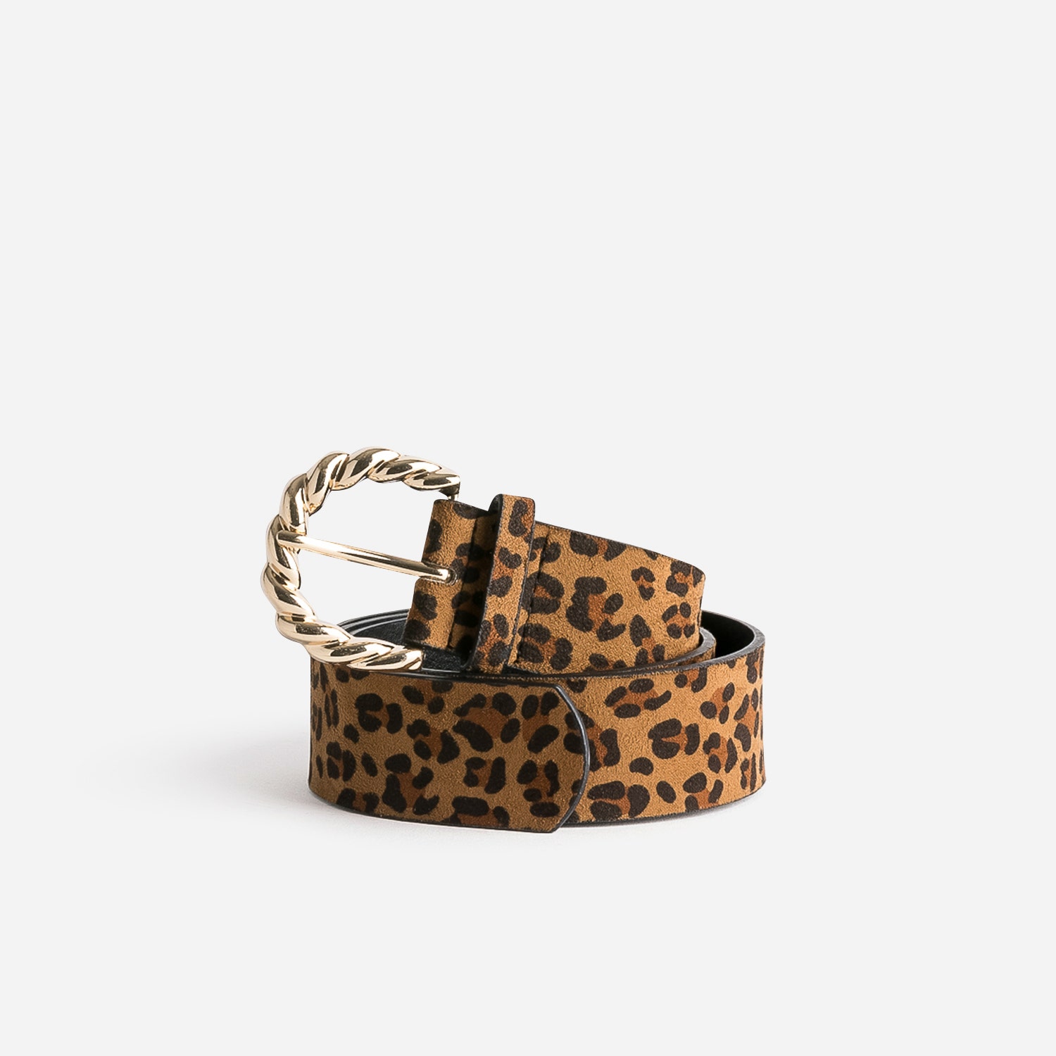 Ceinture large camel à motif léopard