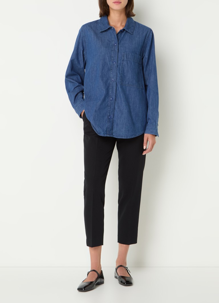 Benetton  Blouse van chambray met borstzak