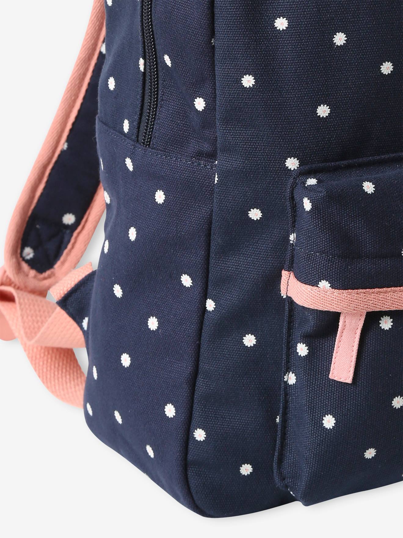 Vertbaudet Mädchen Schulrucksack FLOWER POWER - nachtblau