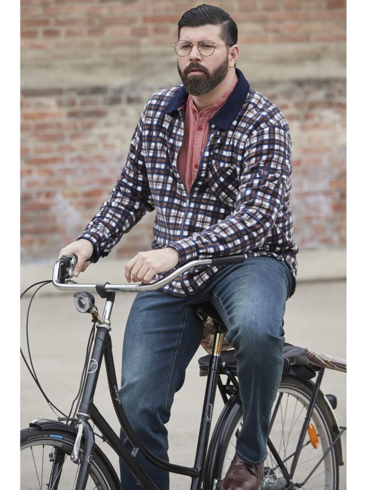 Charles Colby Fleecejacke DUKE ERINS in dunkelblau kariert günstig kaufen