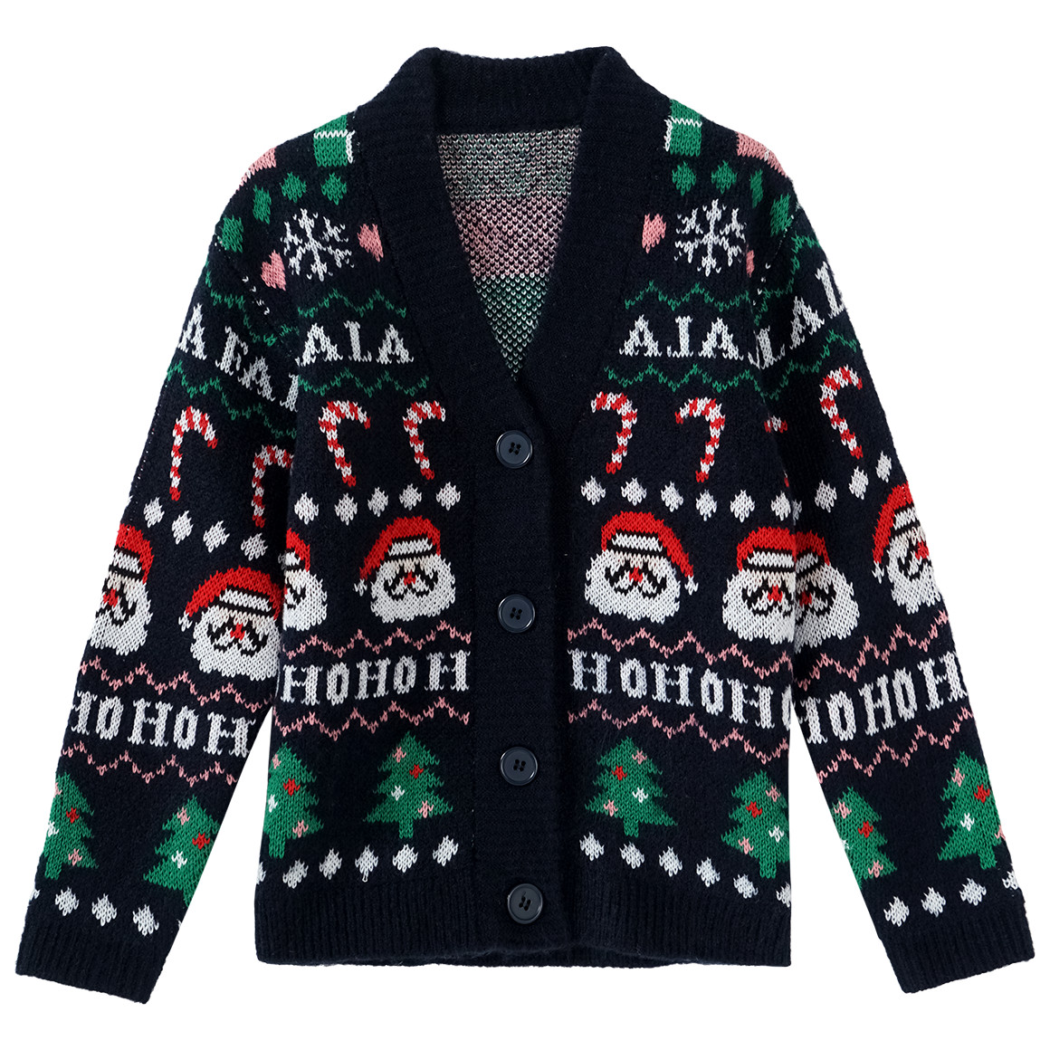 Mädchen Weihnachtsstrickjacke dunkelblau
