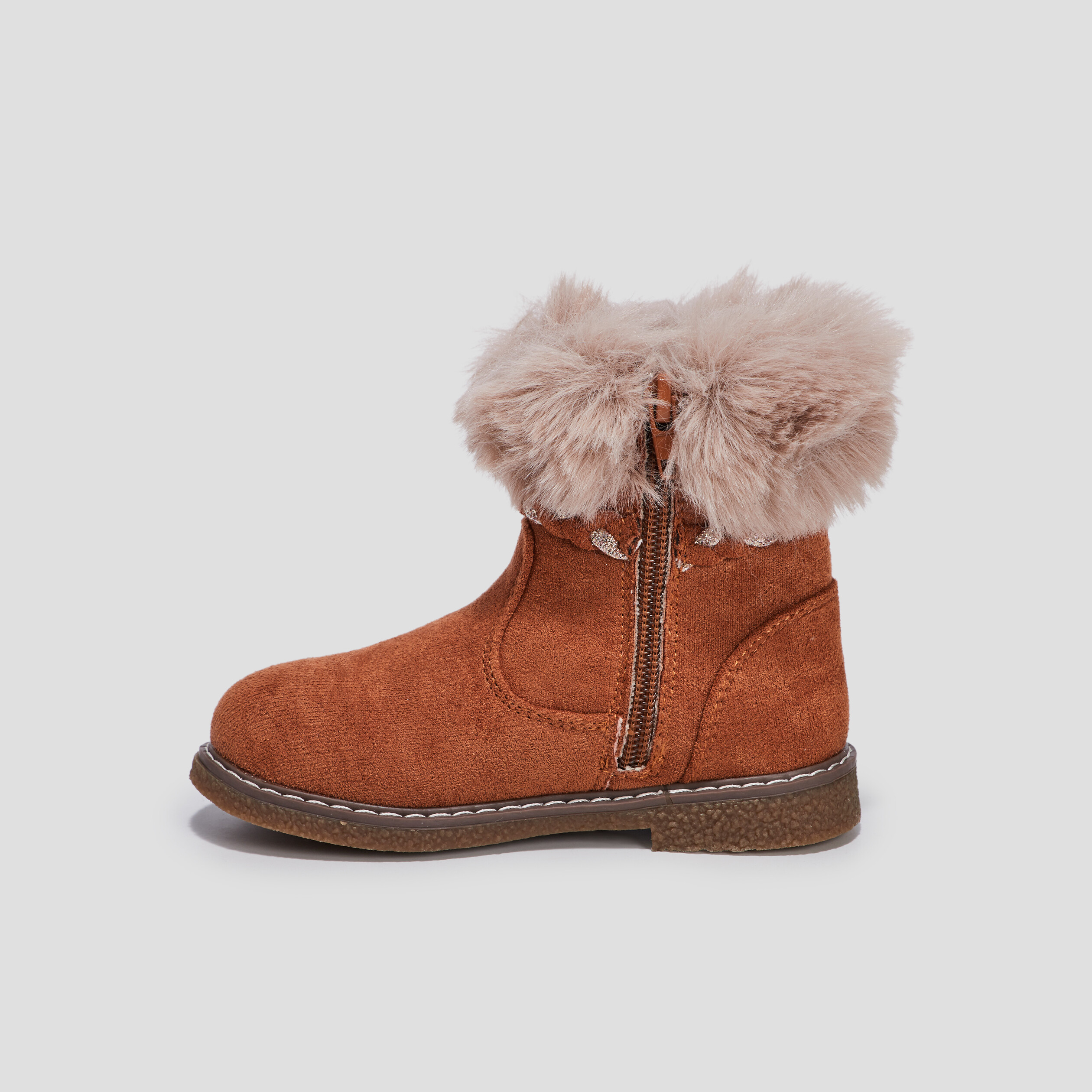 Bottines à détails fourrures camel fille | La Halle