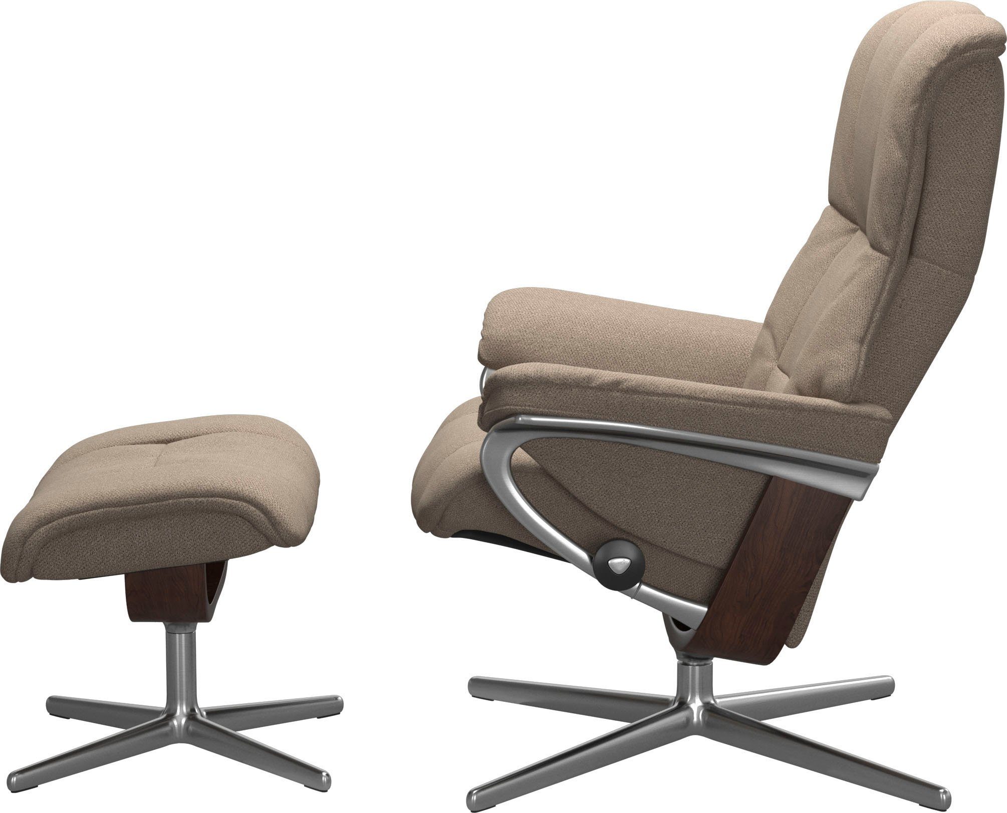Stressless® Relaxsessel Mayfair (Set, Relaxsessel mit Hocker), mit Hocker, mit Cross Base, Größe S, M & L, Holzakzent Braun