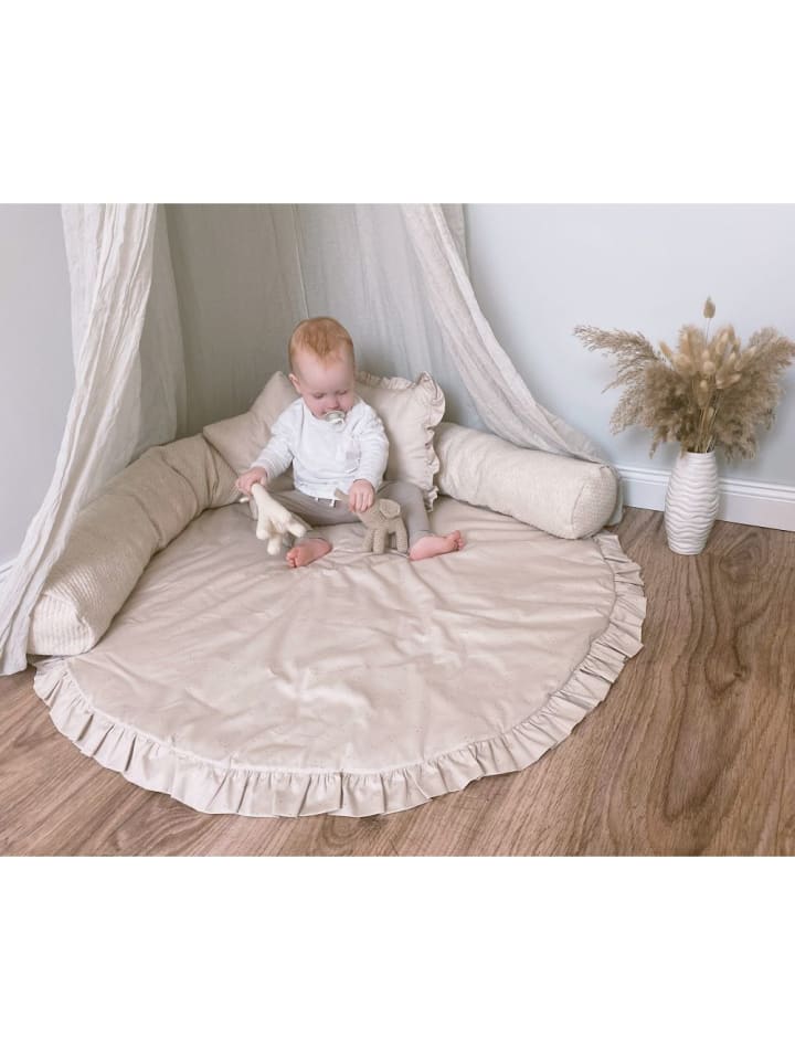 Alvi Krabbeldecke Rund - Organic Cotton 100 cm - Volant in beige günstig kaufen onesize