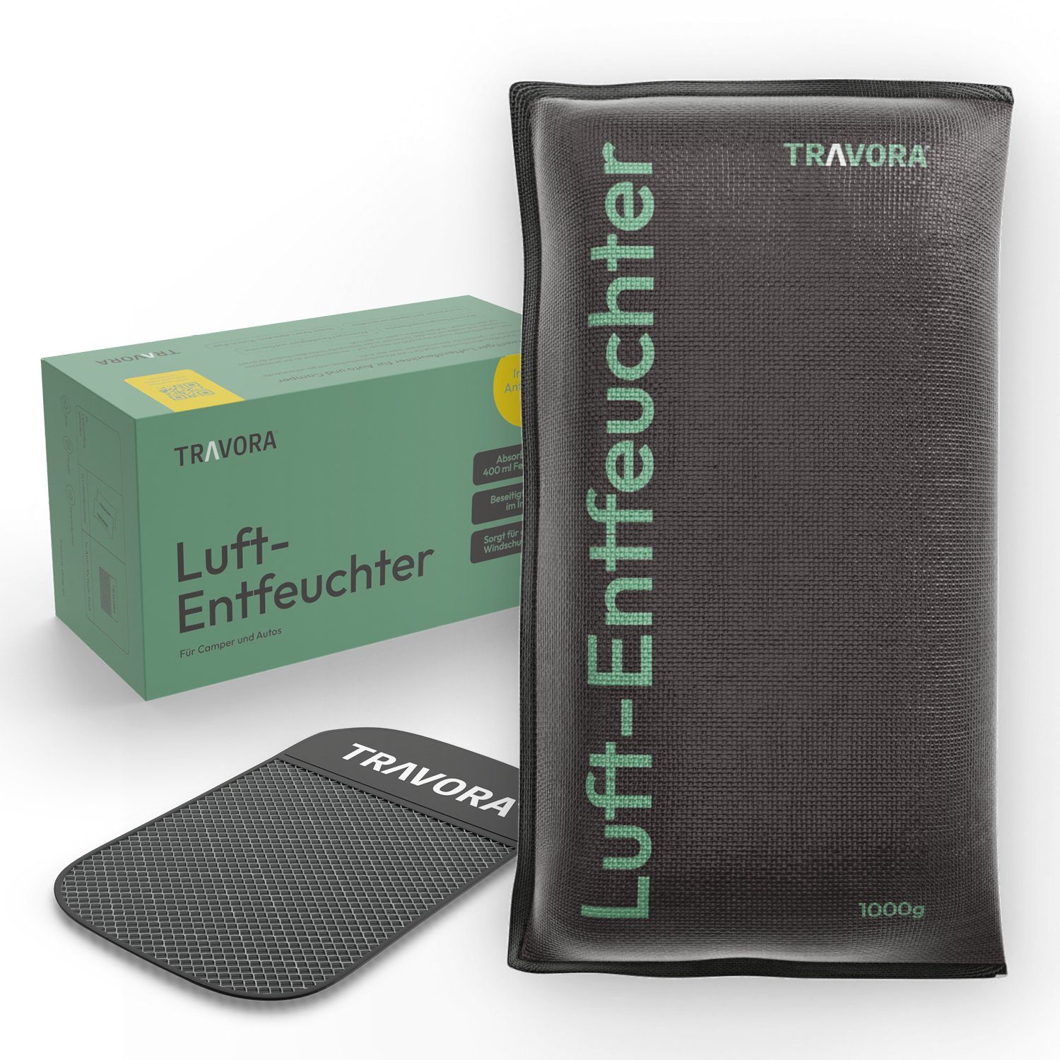 TRAVORA Luftentfeuchter Luftentfeuchter Auto Kissen mit Anti-Rutsch Pad, wiederverwendbar 1 kg