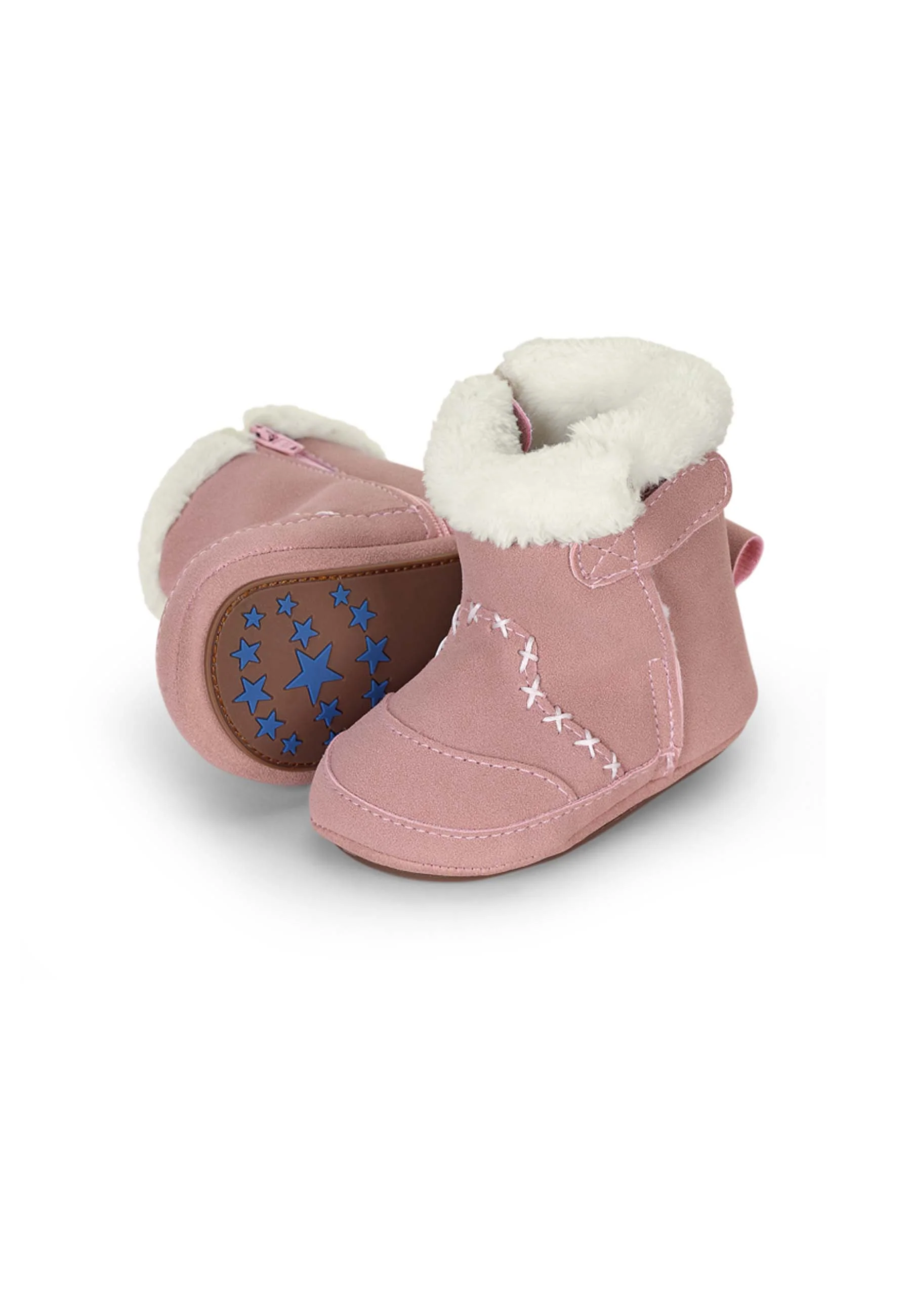 Baby-Stiefel aus Kunstleder uni, rutschfeste Sohle