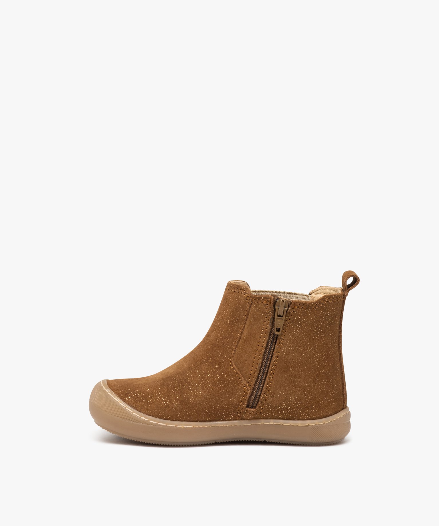 Boots bébé fille en cuir style Chelsea à paillettes - NA! camel | GEMO