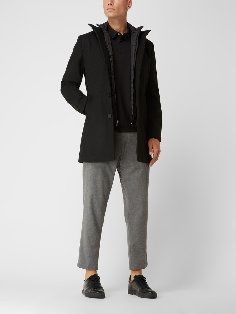 Kurzmantel aus Wollmischung im 2-in-1-Look Modell 'Ontario' in schwarz