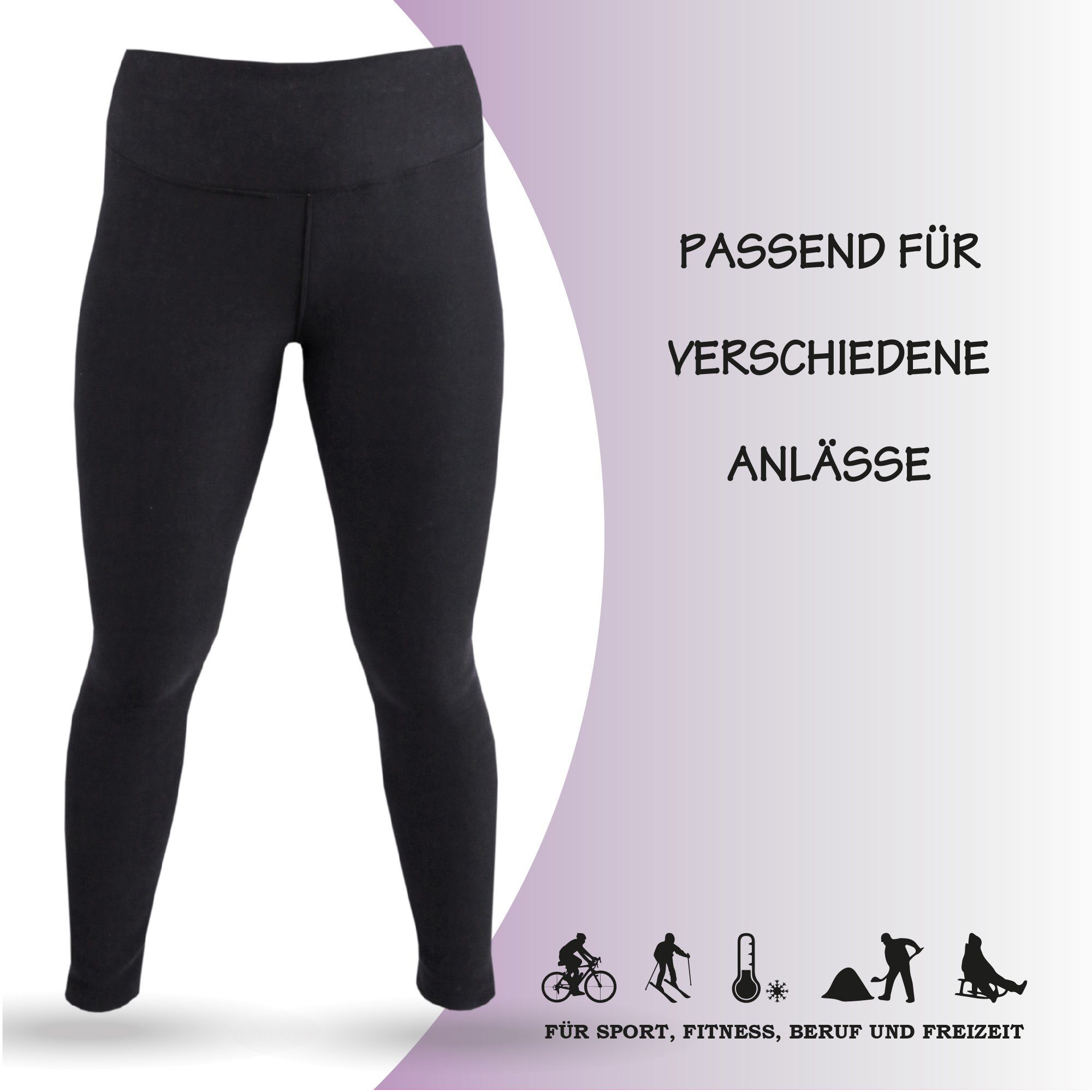 hemmy Fashion Thermoleggings High Waist Thermohose Damen Thermo Leggins, gefütterte Hose Innenfleece - warme Winter Hose
