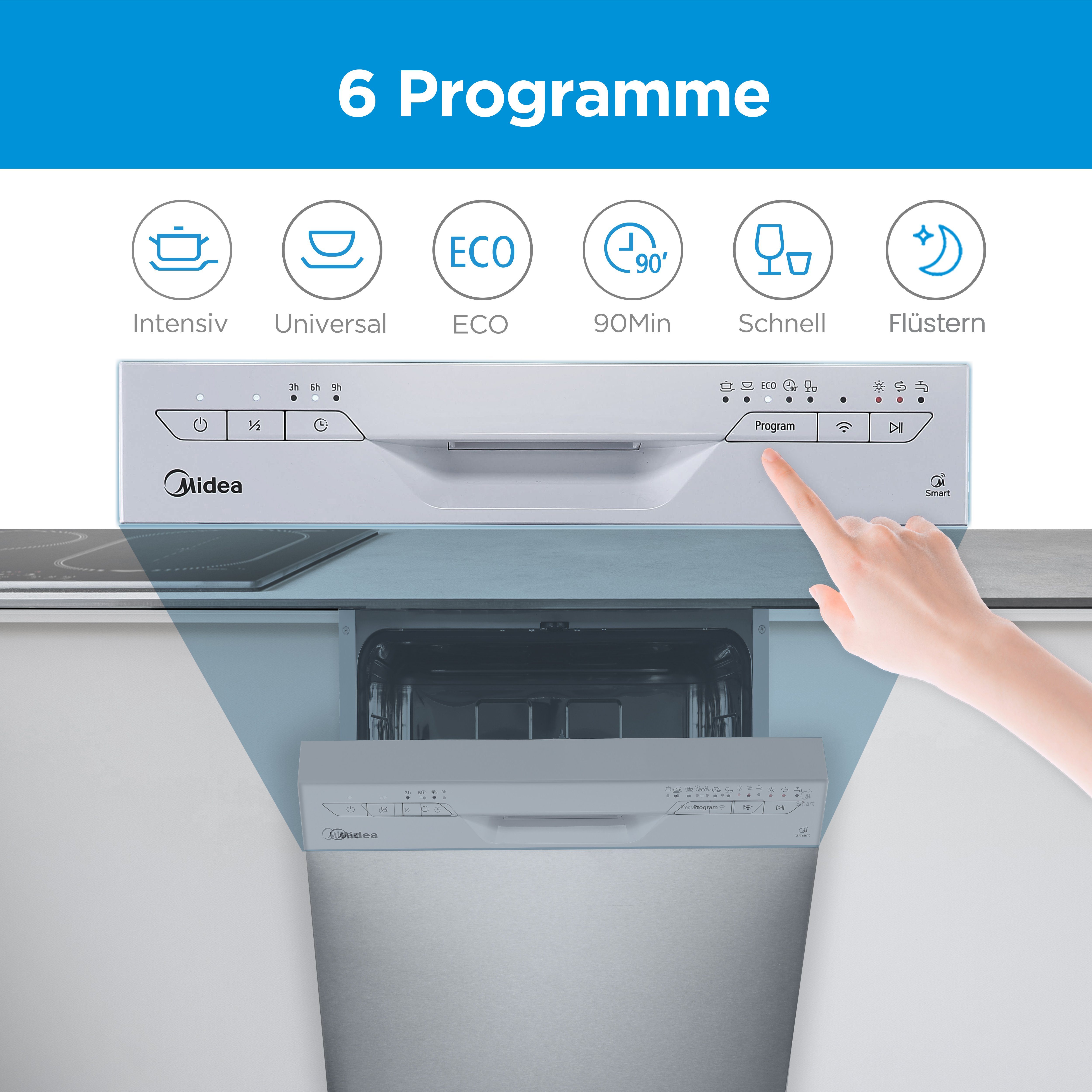 Midea Standgeschirrspüler, SF 3.45N Pro, 9 l, no