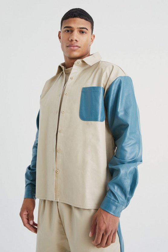 Langärmliges Colorblock Overshirt und Hose