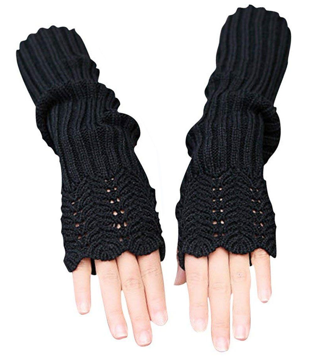 Sarfly Armstulpen Damen Winter Warmer Strick Lange Handschuhe Fashion Armlinge