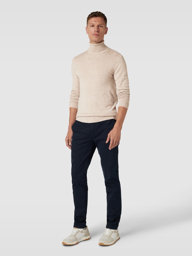 Strickpullover mit Rollkragen in stein meliert