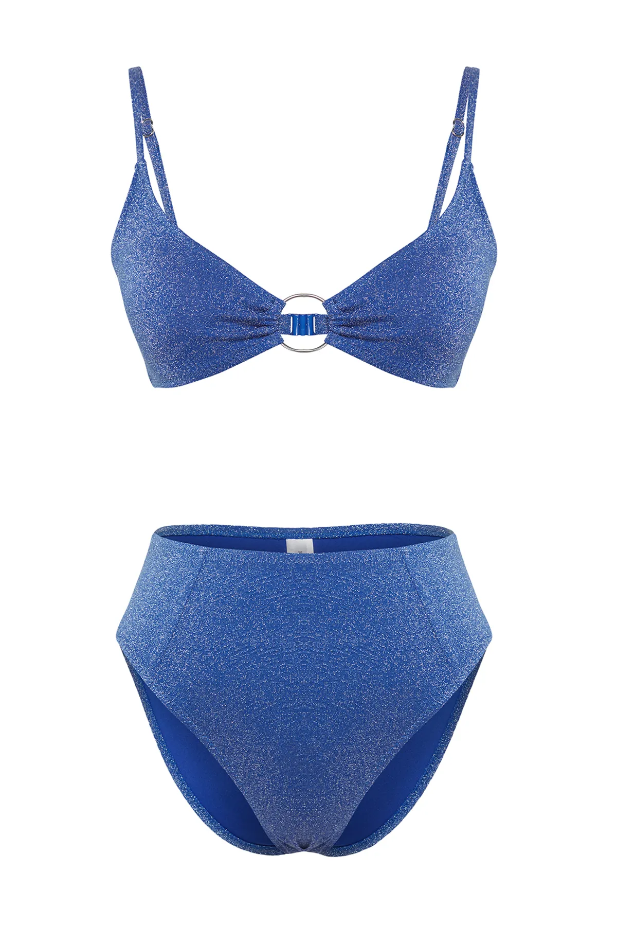 Trendyol Collection  Saks Bralet Glitter High Waist Regular Bikini-Set mit Accessoires TBESS24BT00073