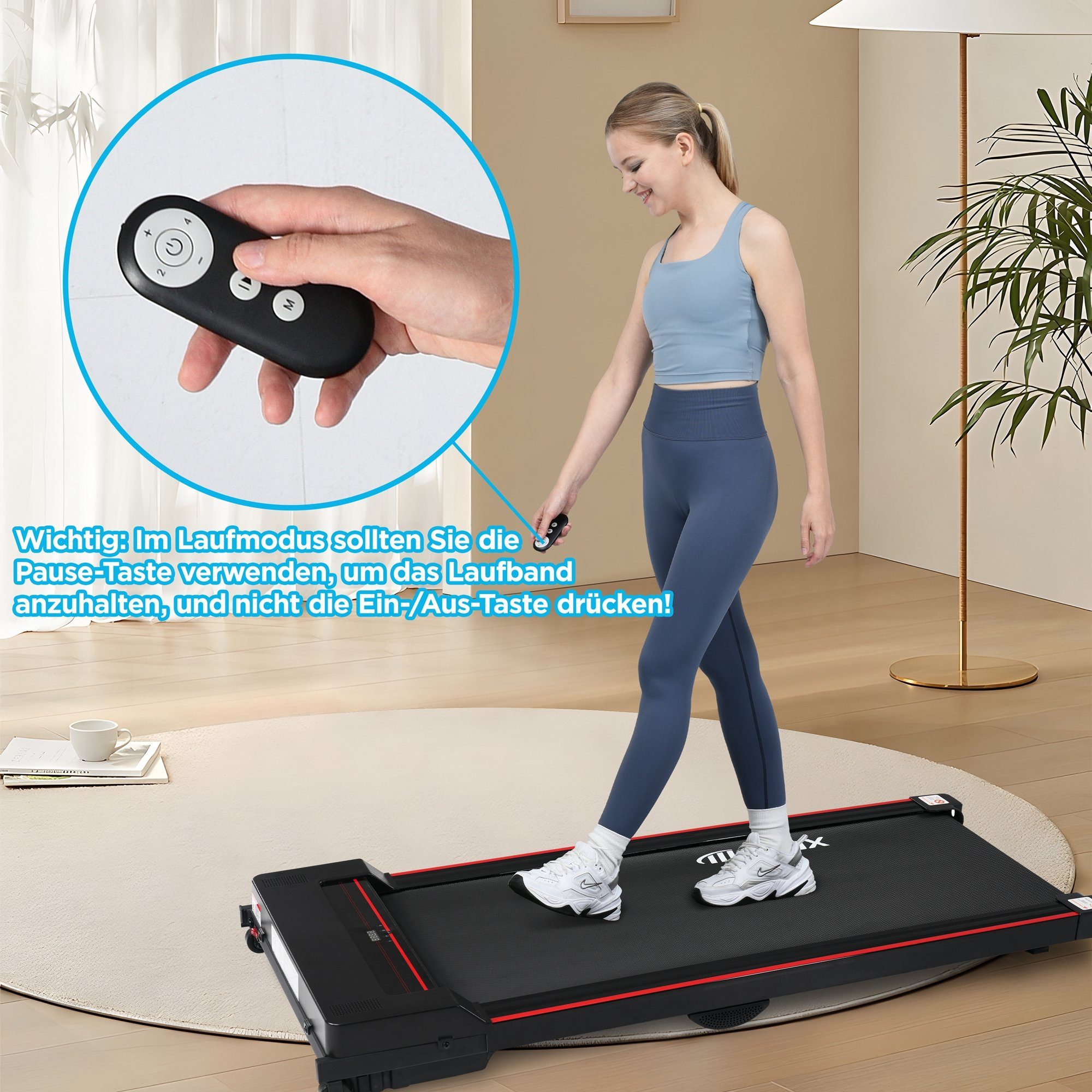 Merax Laufband, 1-8 KM/H, Underdesk Treadmill, Walking Jogging Pad