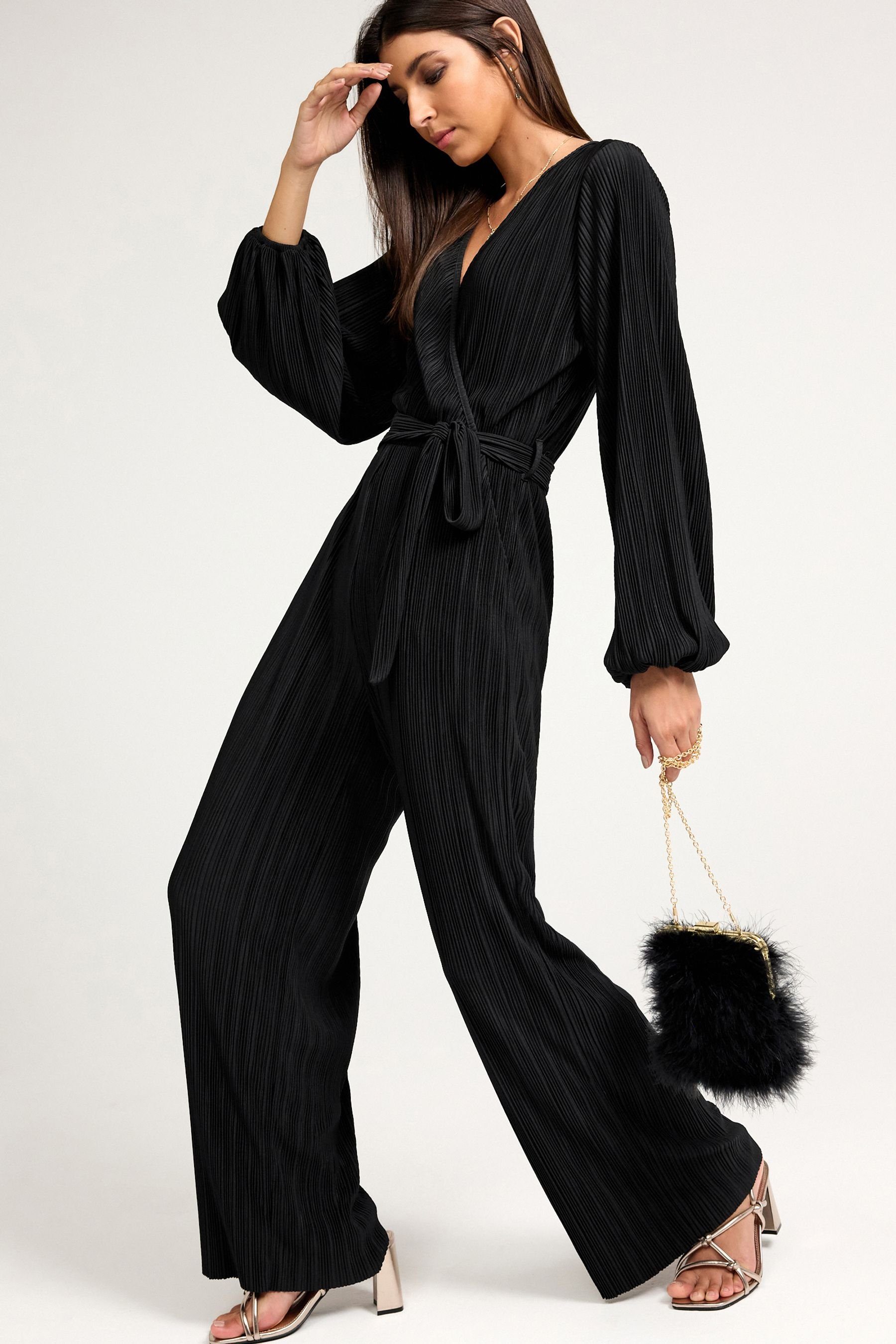 Next Jumpsuit Plissierter Overall mit langen Ärmeln (1-tlg)