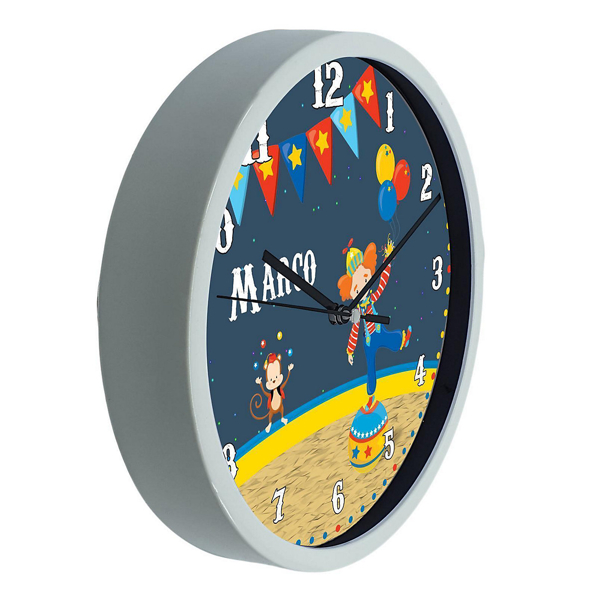Kinder Wanduhr personalisiert mit Name Circus