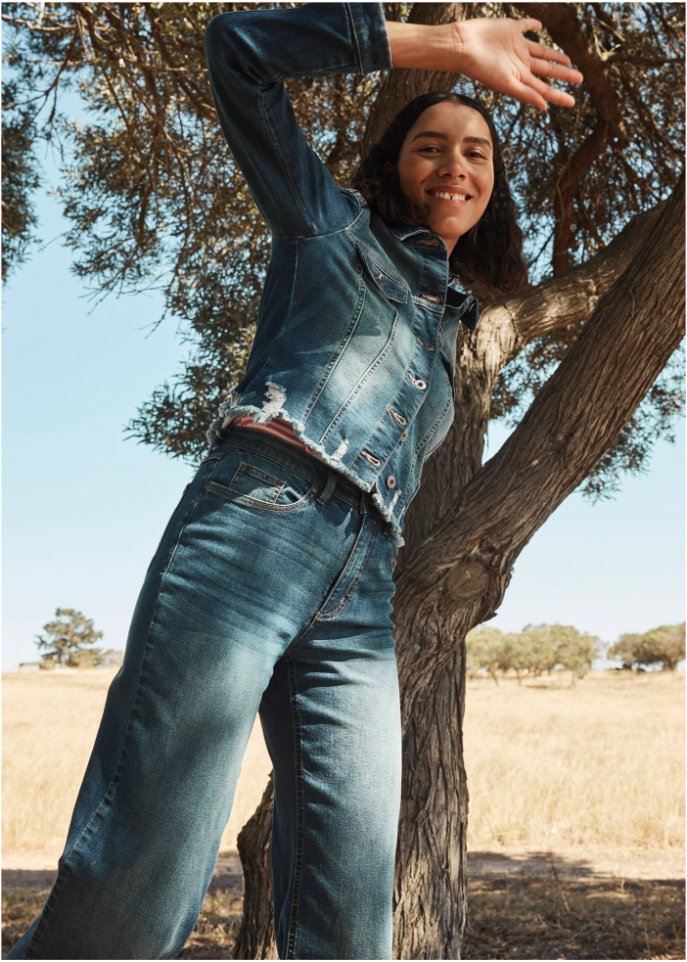Wide Fit Stretch-Jeans mit Bio-Baumwolle