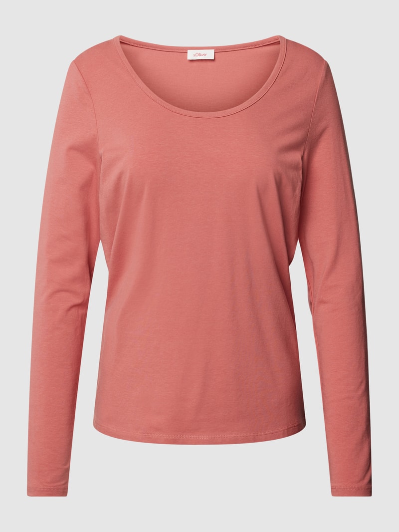 Longsleeve mit U-Ausschnitt Modell 'Basic' in altrosa
